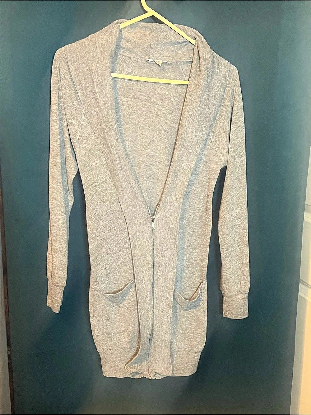 Free Generation Longline Cowl Neck Cardigan in Gray Size Medium Like New